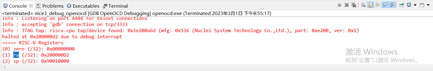 看console里的信息，程序好像在ra寄存器卡住了？